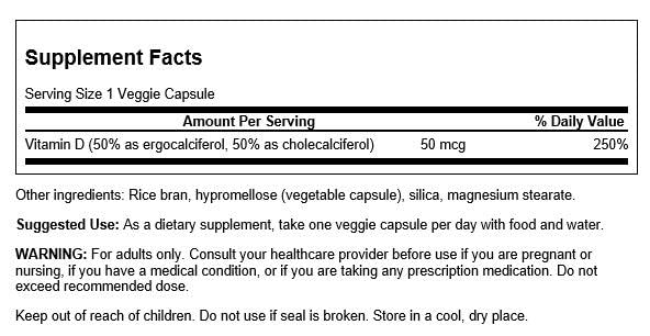 Swanson complejo de vitamina d2 y d3 cápsulas veganas