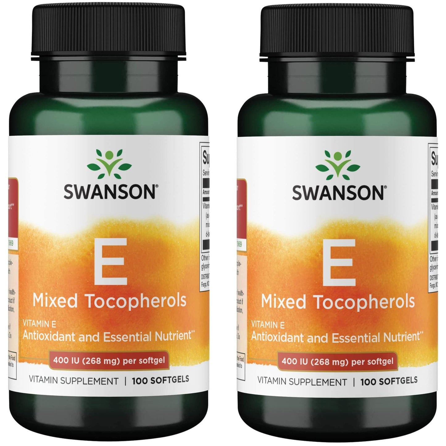 Botella de Swanson E-400 vitamina E 400 IU 100 cápsulas blandas