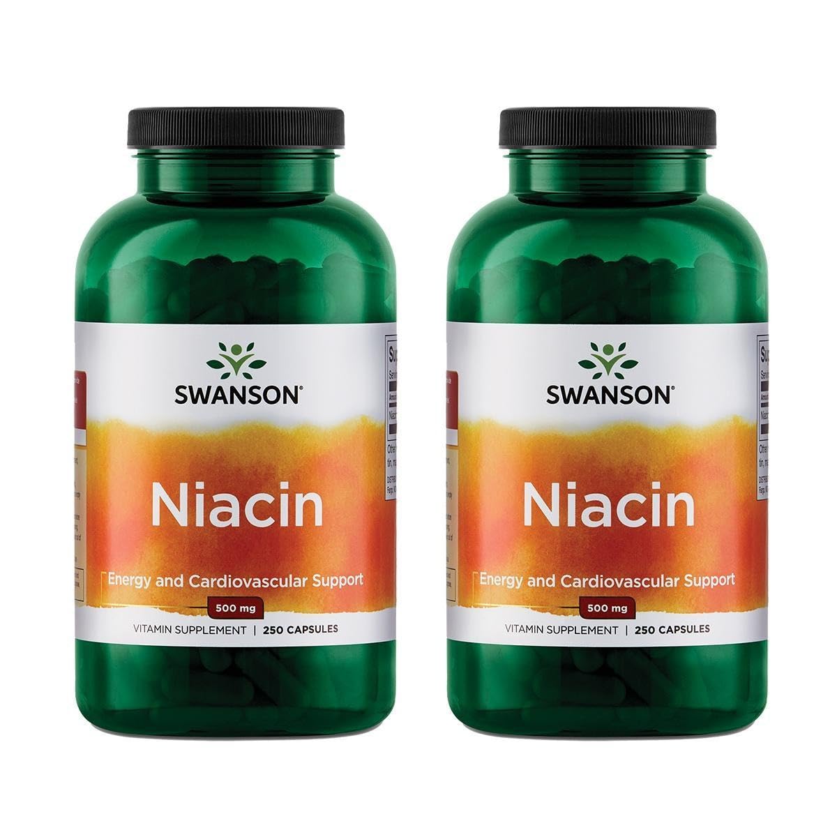 Envase de Swanson Niacina 500mg 250 cápsulas.