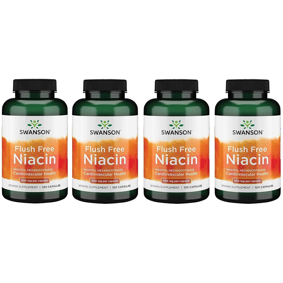 Pack de 4 cajas Swanson Niacina 500 mg Flush Free