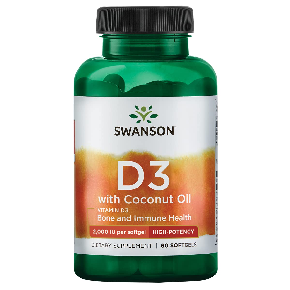 Swanson vitamina D3 con aceite de coco botella 60 cápsulas