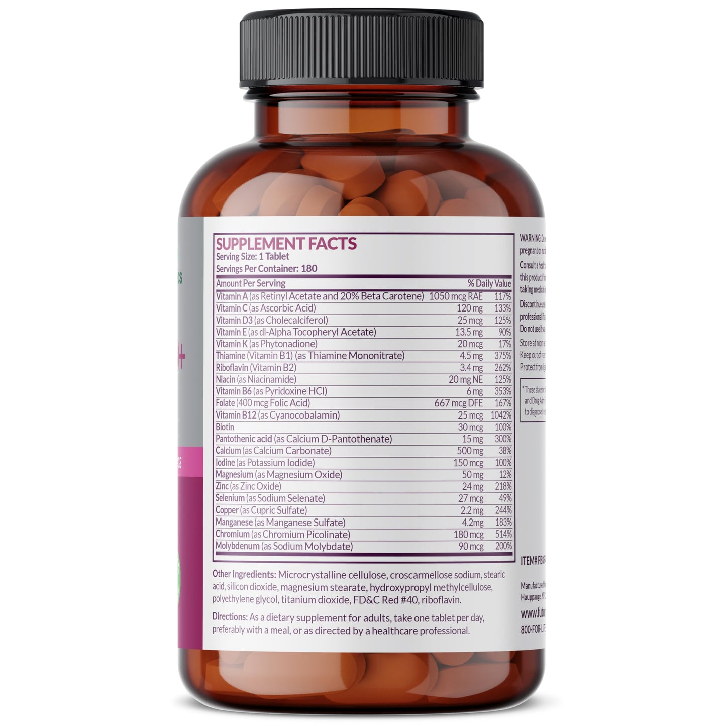 Tabla de ingredientes de multivitaminas para mujeres