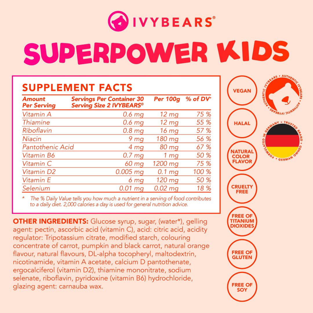 tabla nutricional de IvyBears Superpower Kids
