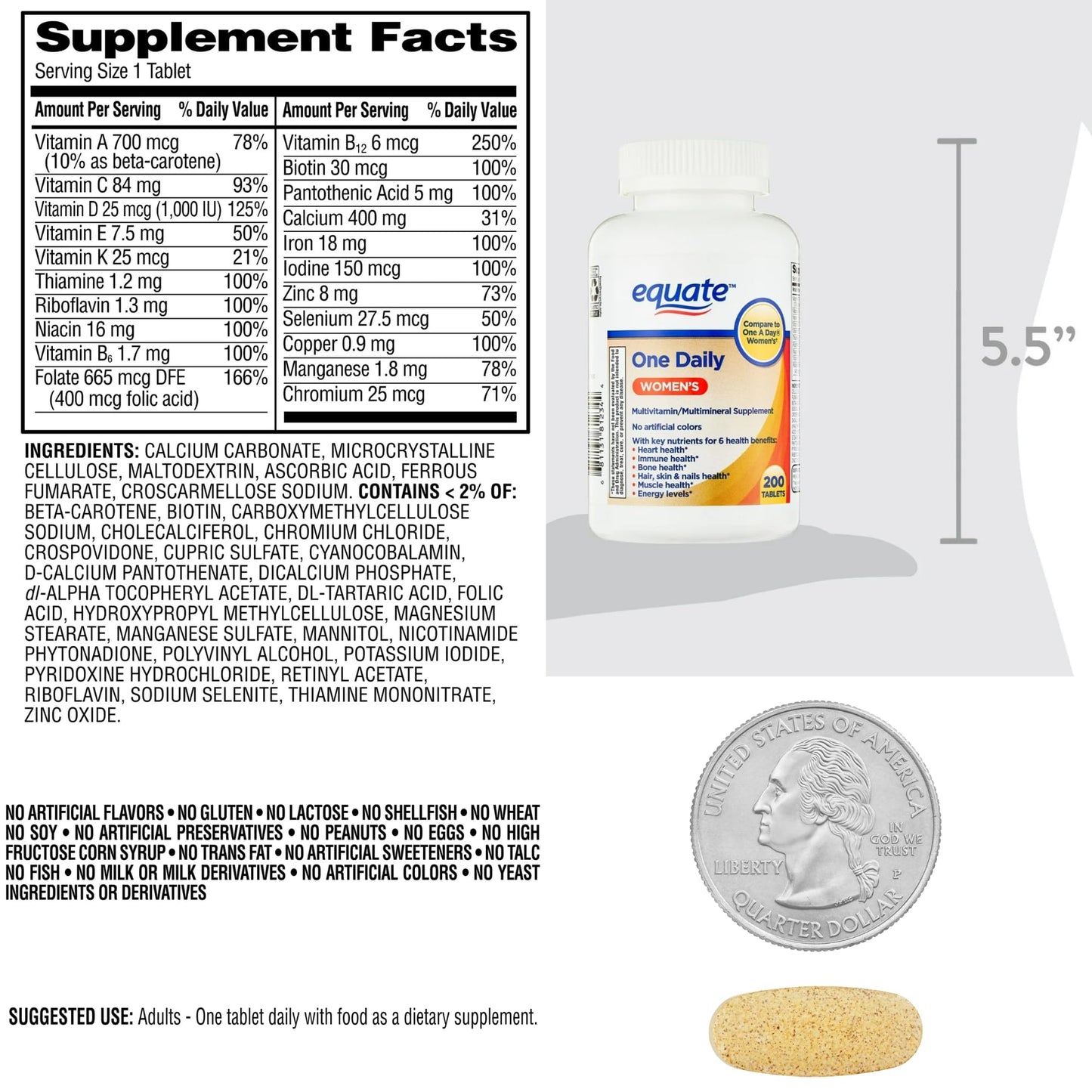tabla nutricional multivitaminico diario mujeres