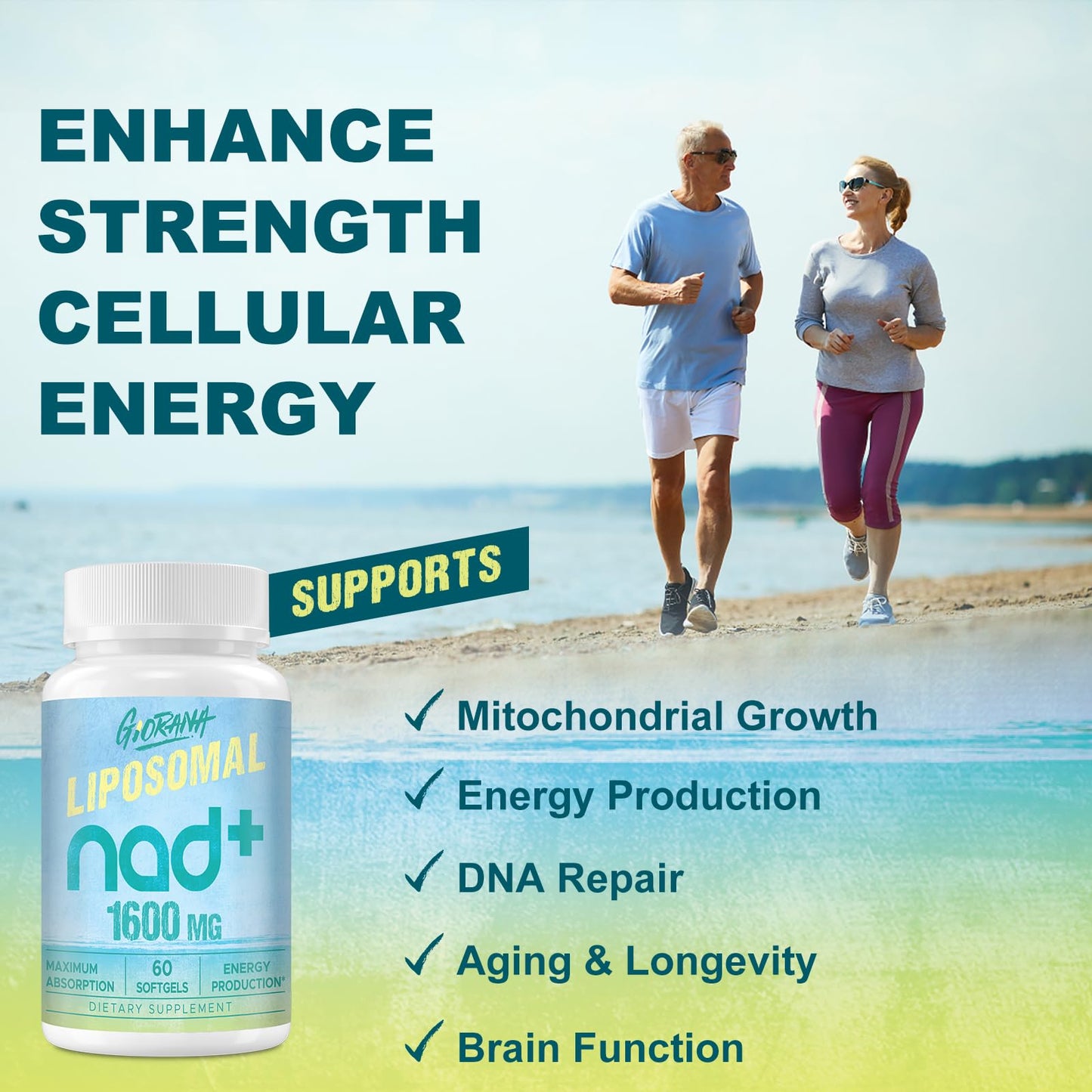Tabla nutricional suplemento NAD+ liposomal GIORANA 120 ct