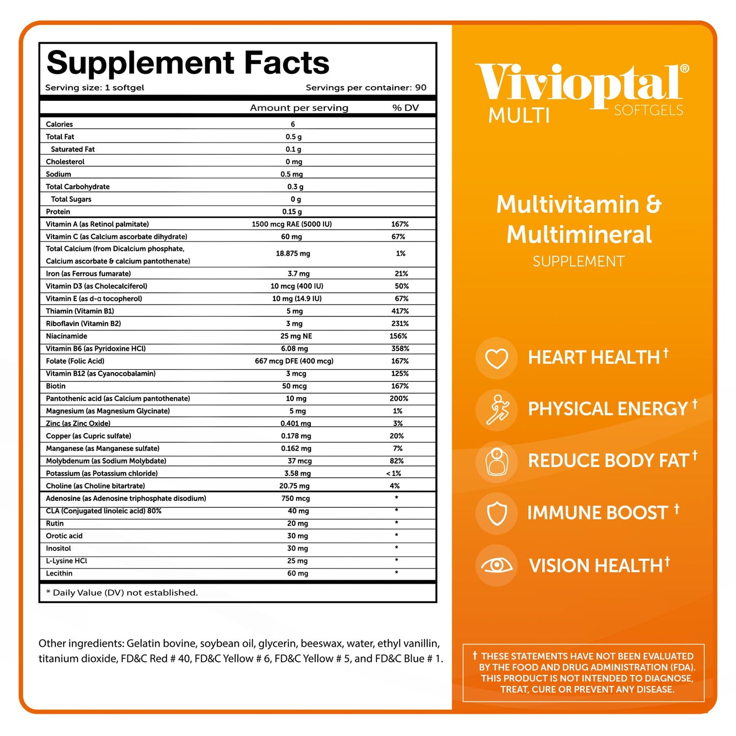 Vivioptal Multivitamínico tabla de suplemento nutricional