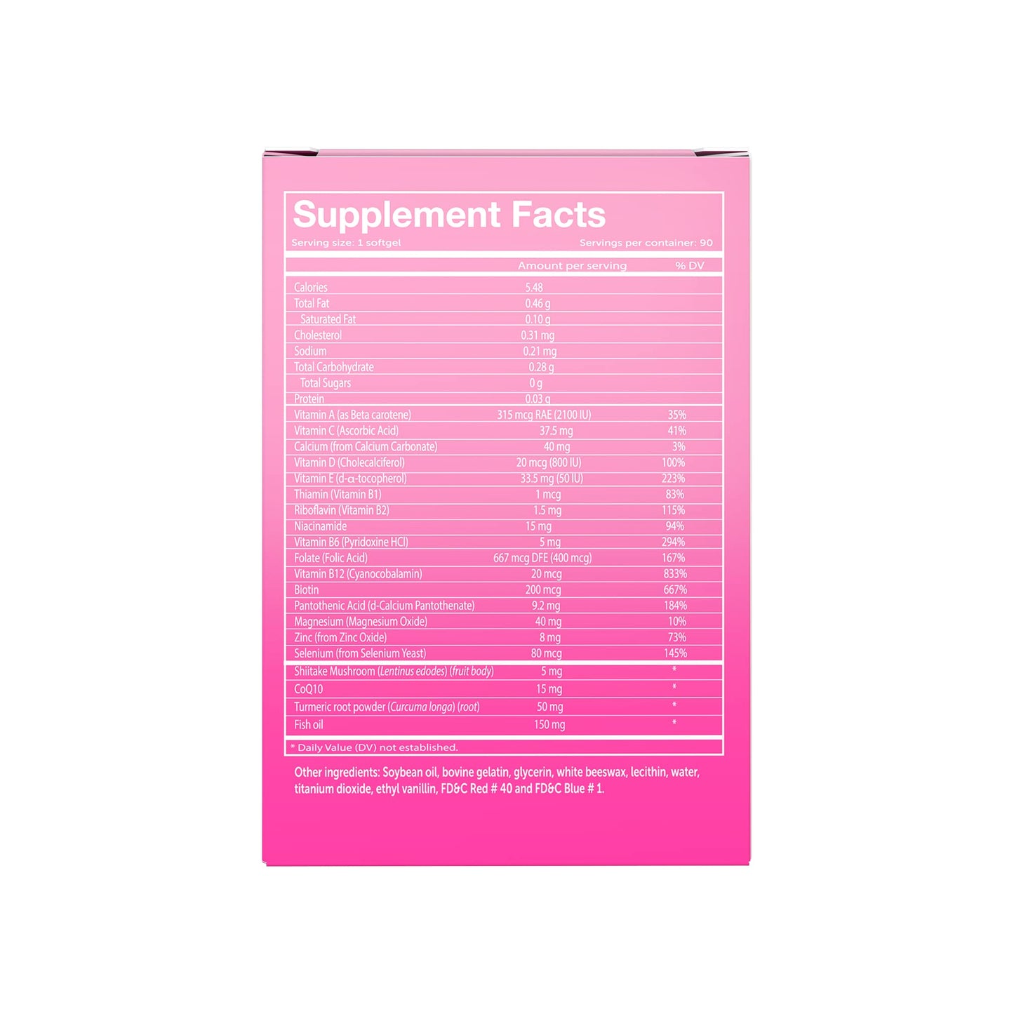 Tabla de nutrientes del multivitamínico Vivioptal.
