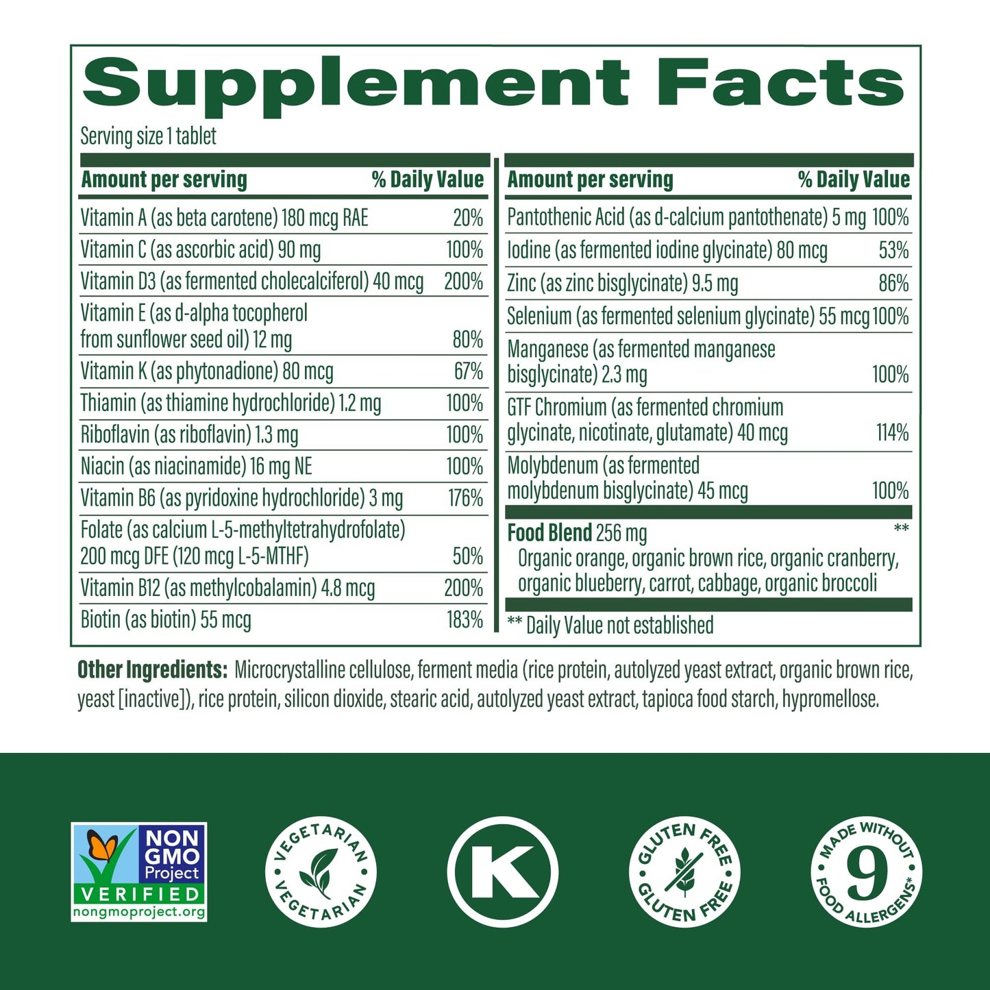 Tabla de suplementos MegaFood Women’s 55+