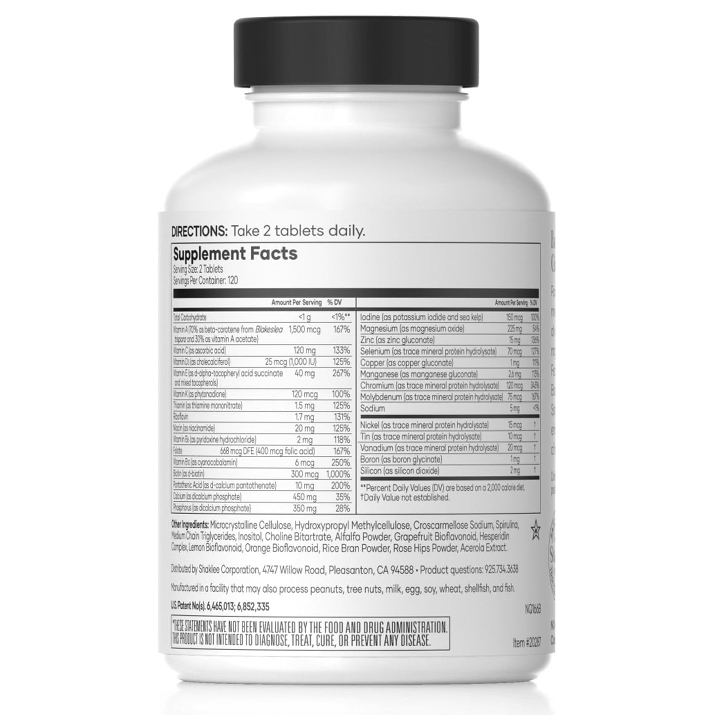 Tabla de suplementos Shaklee Vita-Lea para hombres