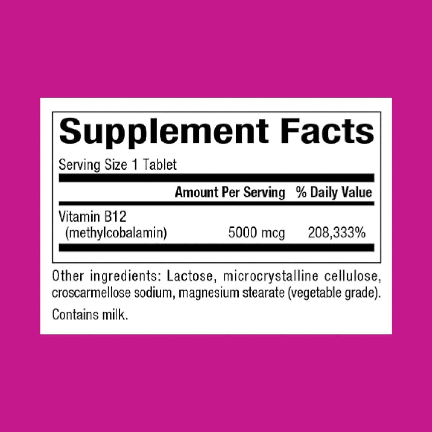 Tablet natural B12 5000 mcg Natural Factors