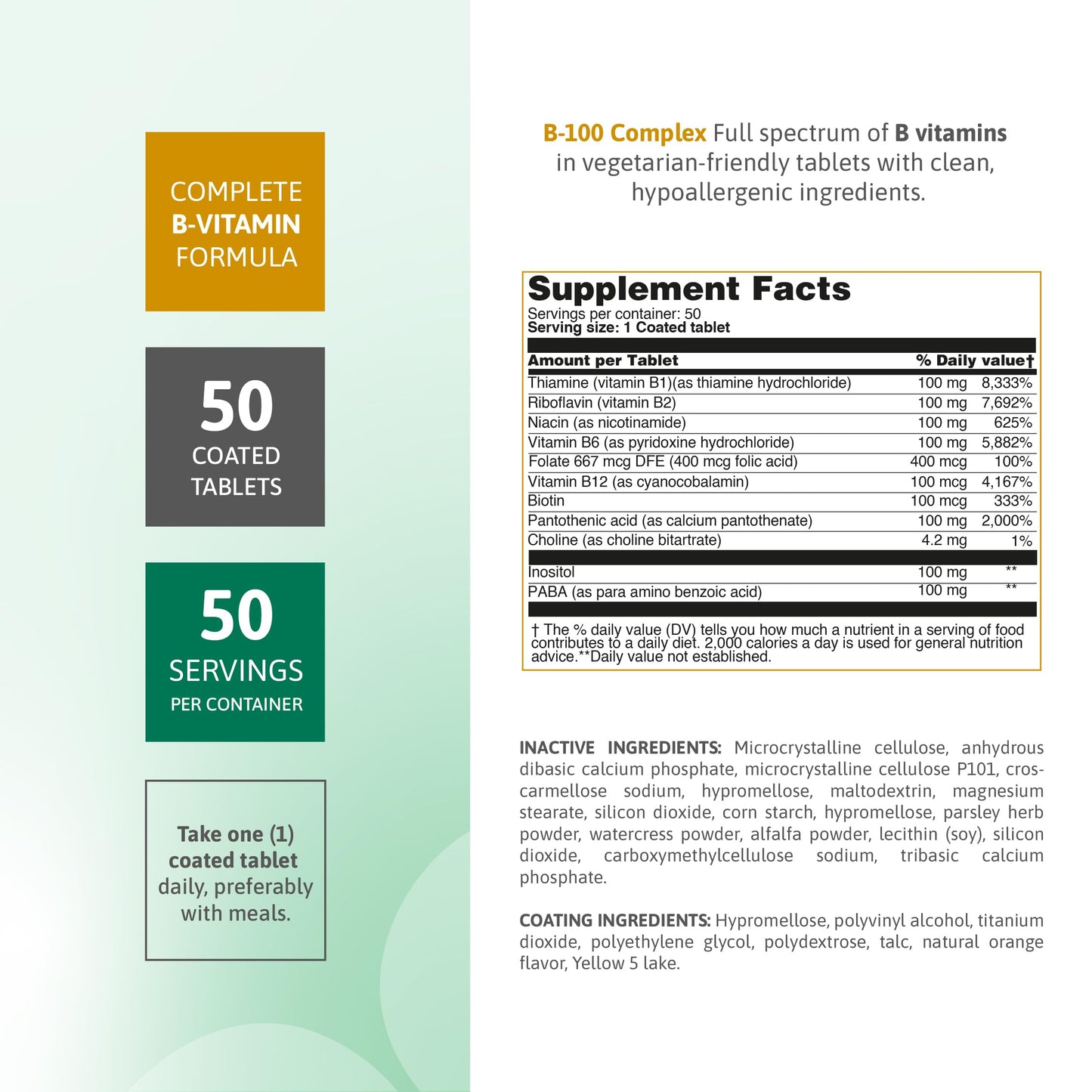 Tabletas de alta potencia complejo vitamina B soporte diario