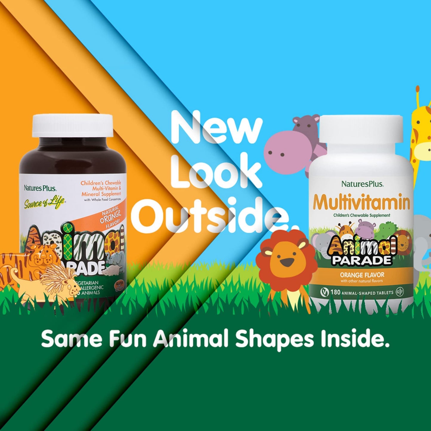 Tabletas de Animal Parade con forma de animales sabor naranja