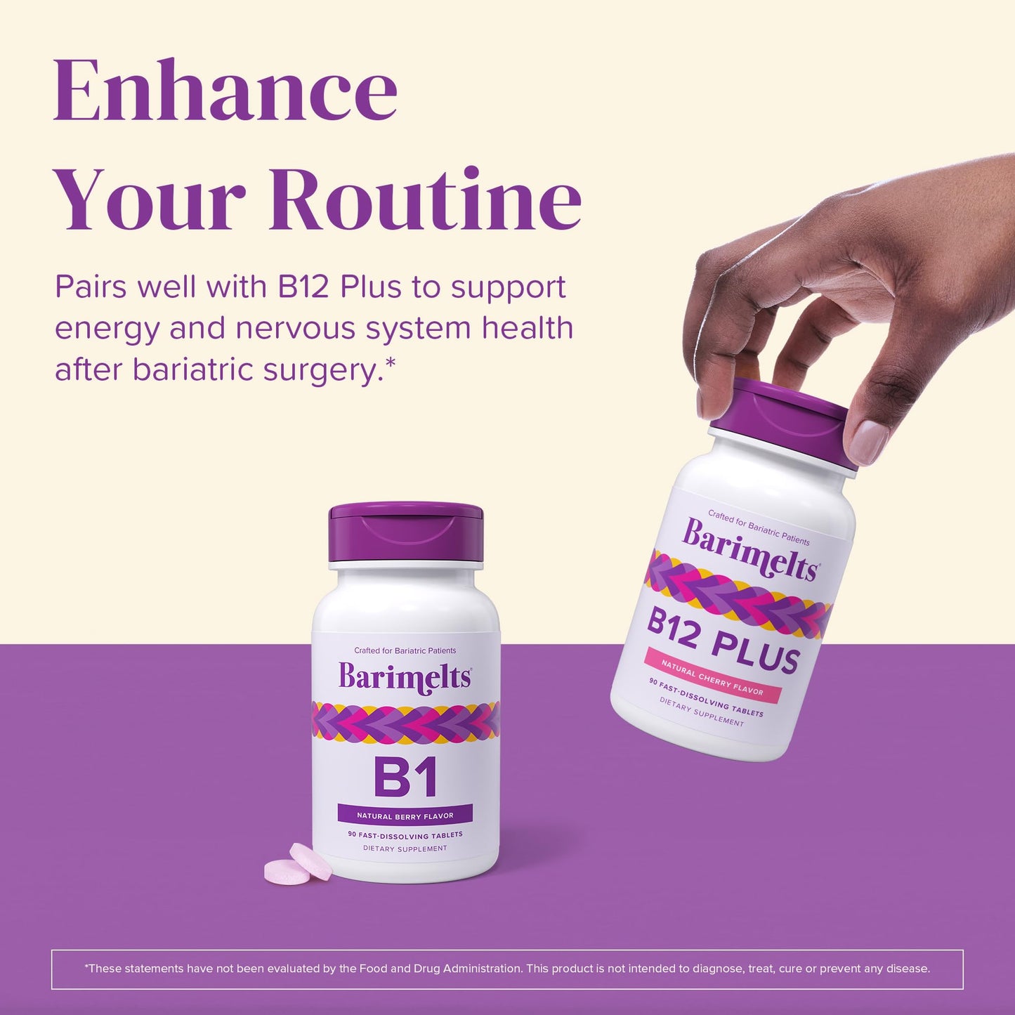 Tabletas Barimelts vitamina B1 para mujeres y soporte nervioso