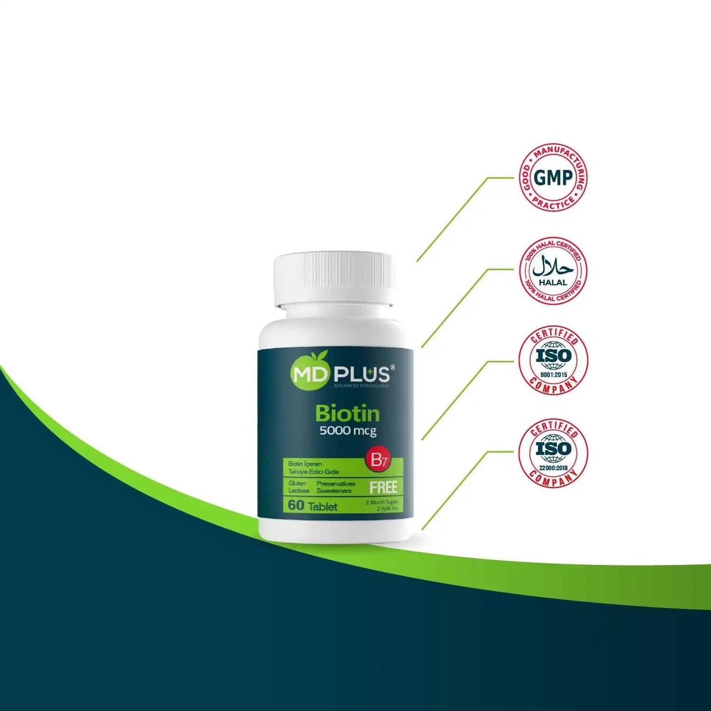 Tabletas biotina MD Plus para uso diario en adultos