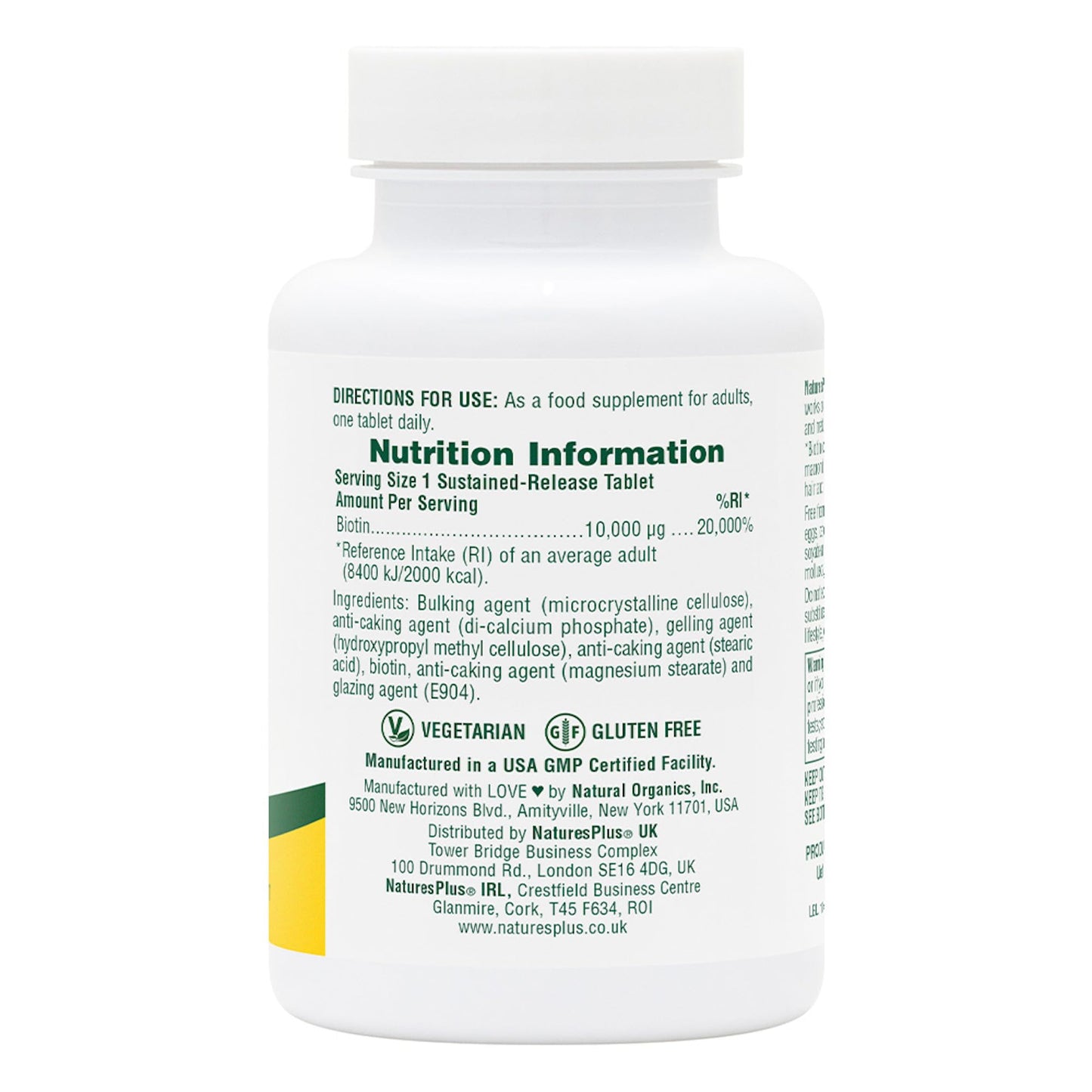Tabletas biotina sin gluten para bienestar cabello y piel