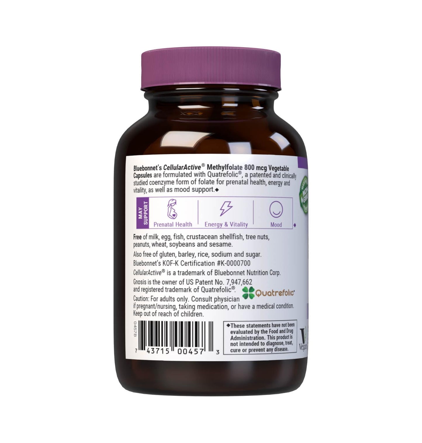 Tabletas BlueBonnet Metilfolato suplemento con Quatrefolic