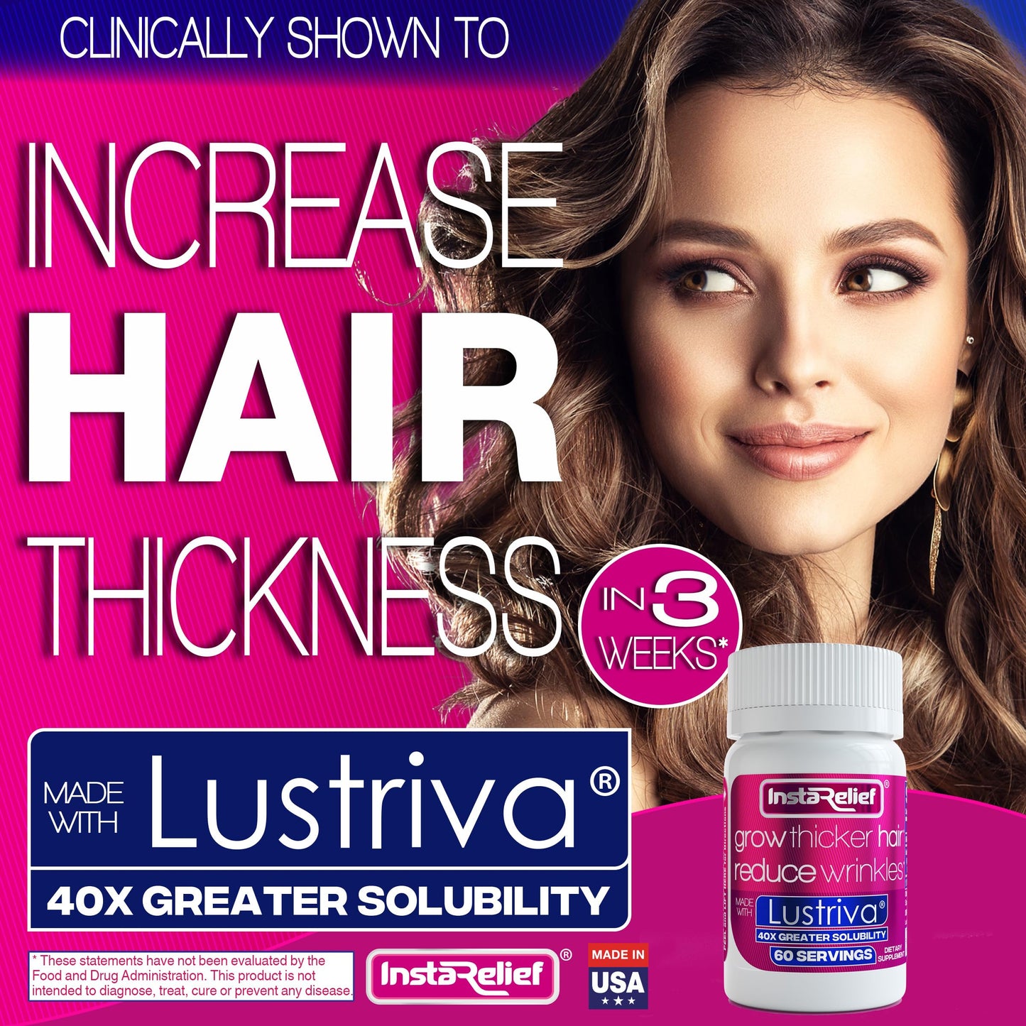 Tabletas para cabello más grueso y saludable con biotina Lustriva