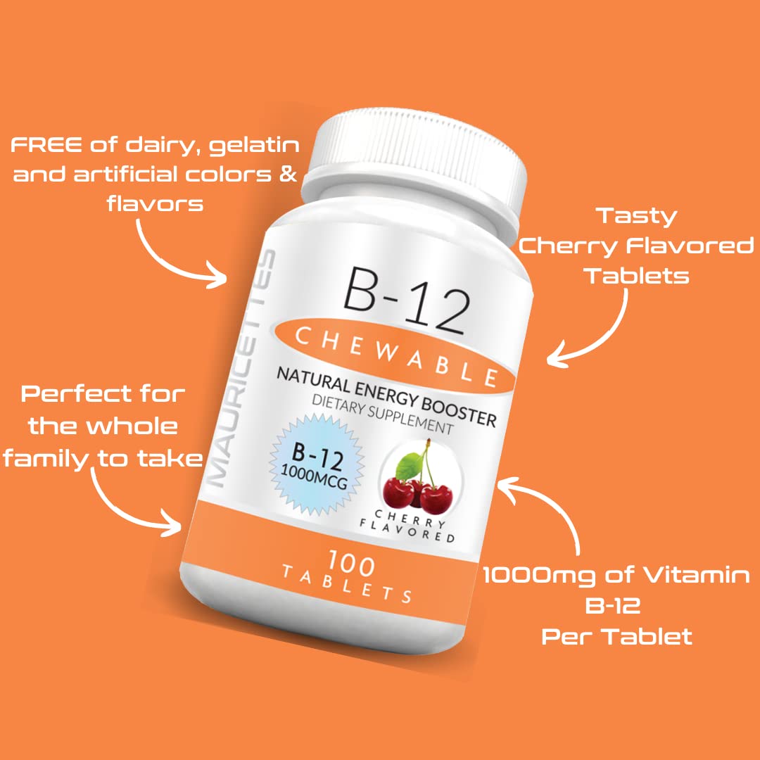 Tabletas sabor cereza Mauricettes vitamina B12 masticable vegana