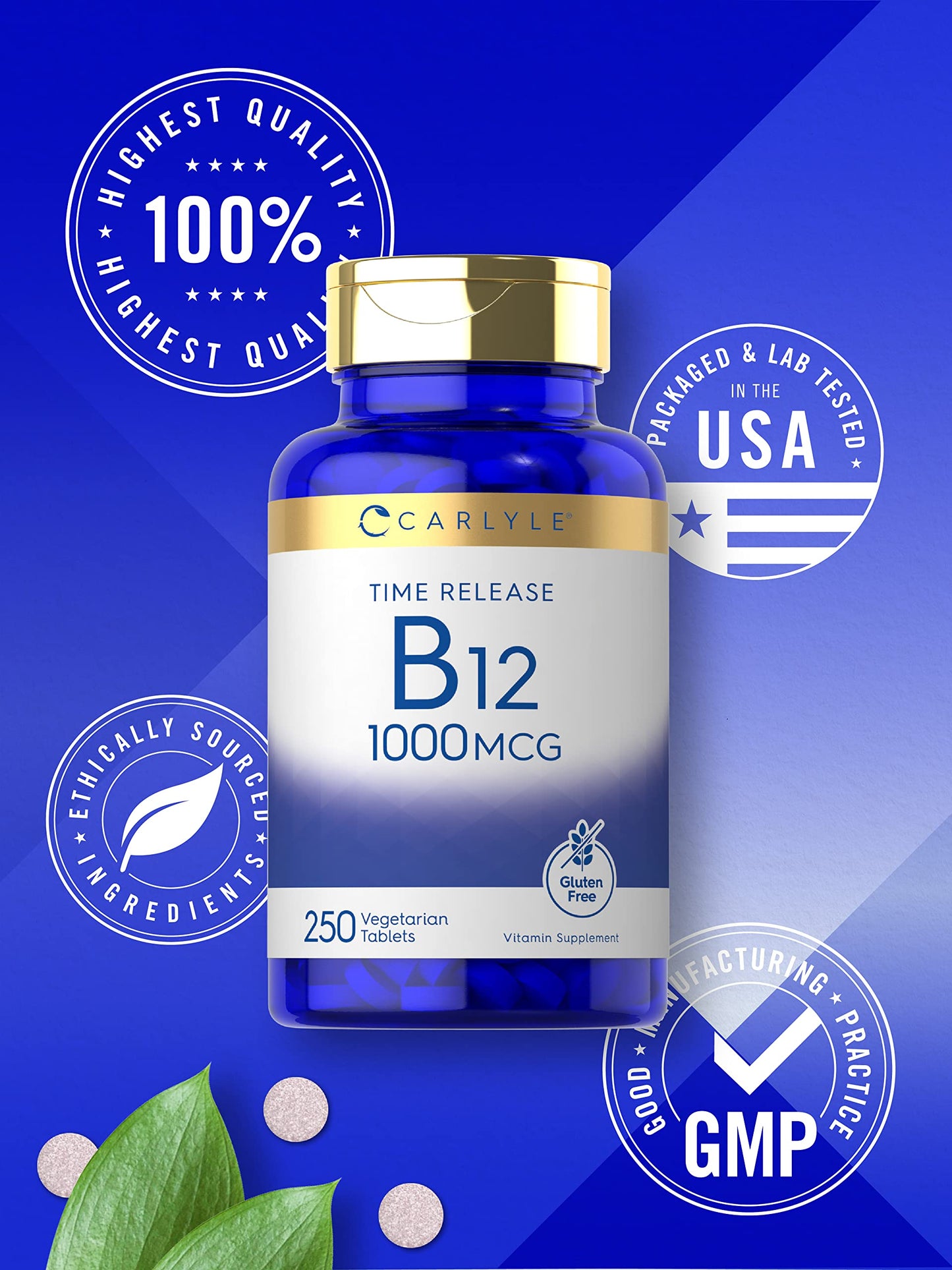 Tabletas Cianocobalamina vitaminas B12 Carlyle