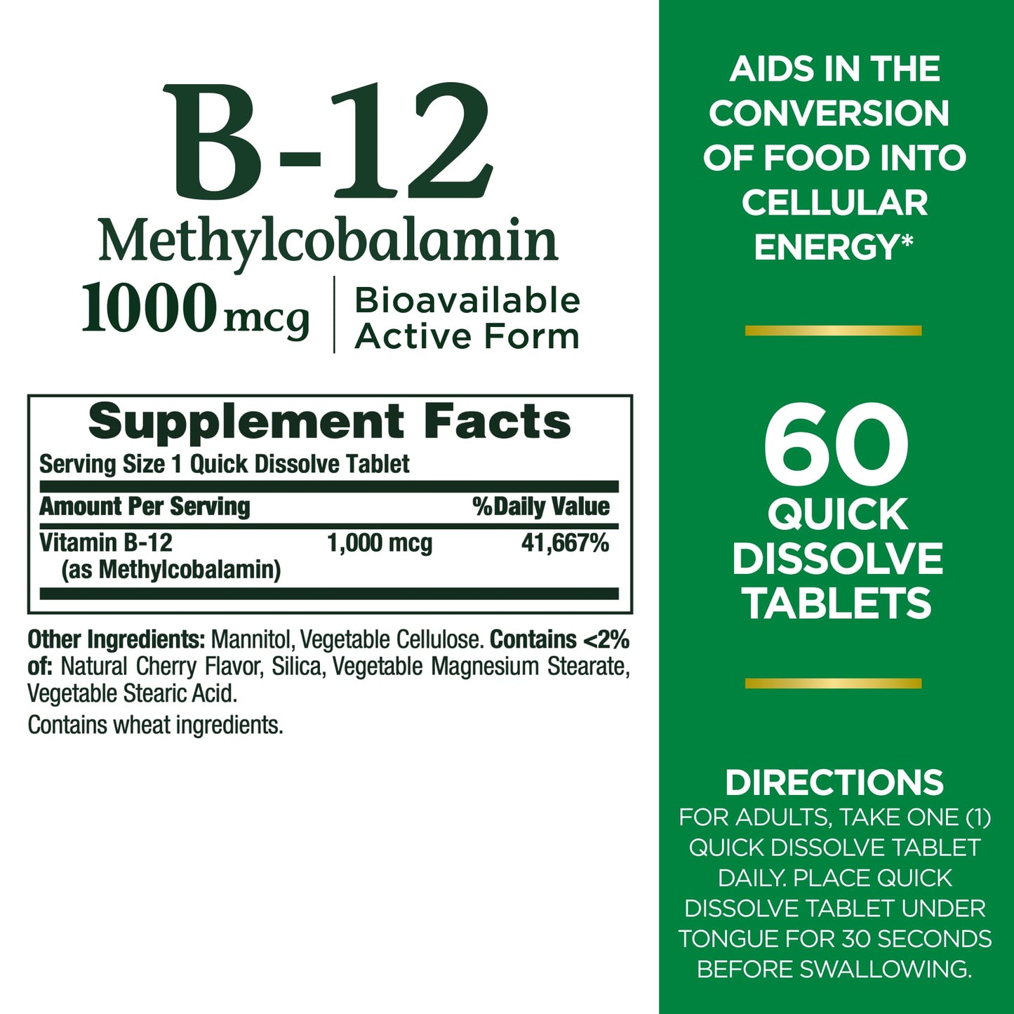 Tabletas disolución rápida sabor cereza Vitamin B-12 Nature's Bounty