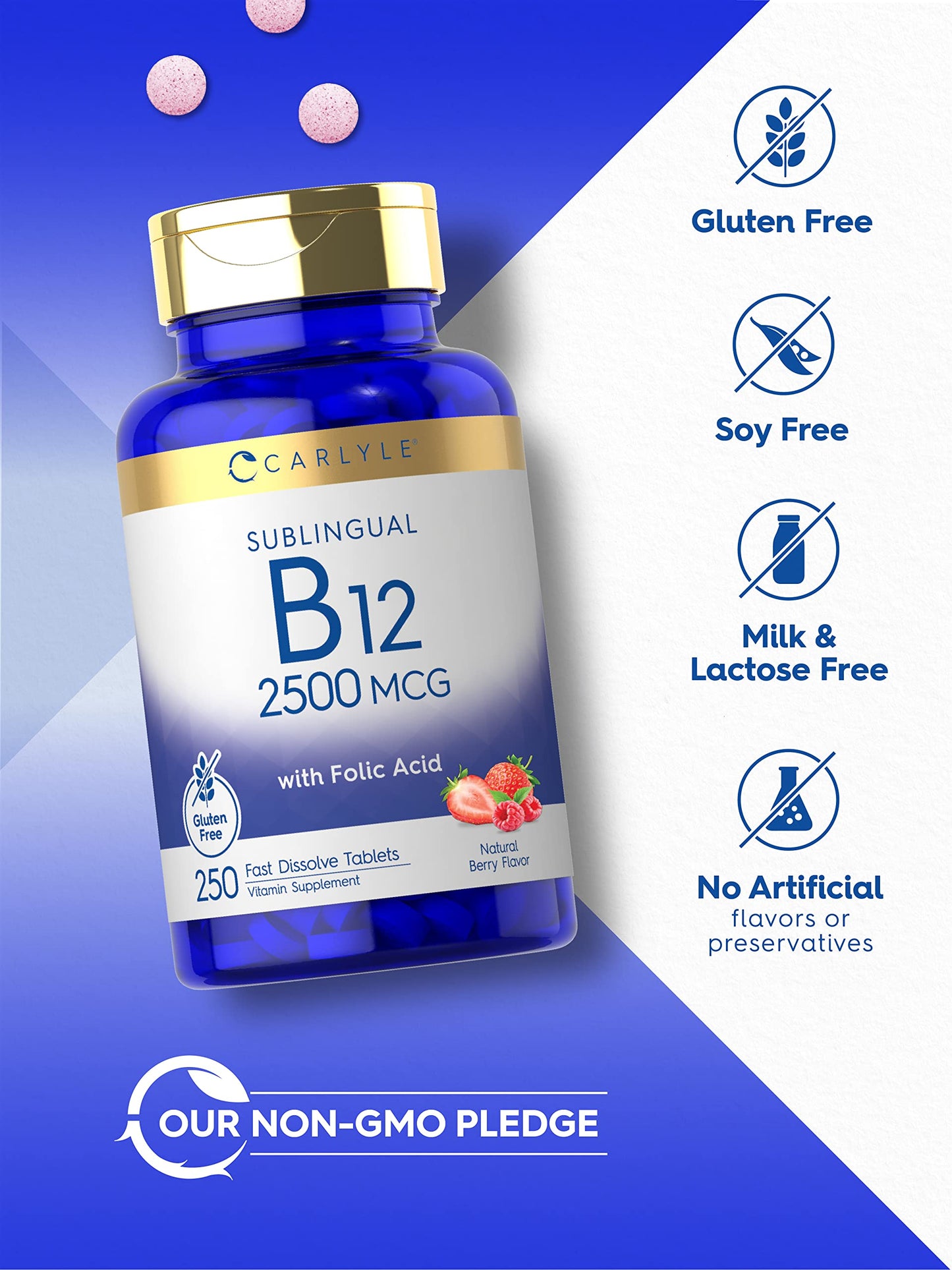 Tabletas de disolución rápida de vitamina B12 Carlyle