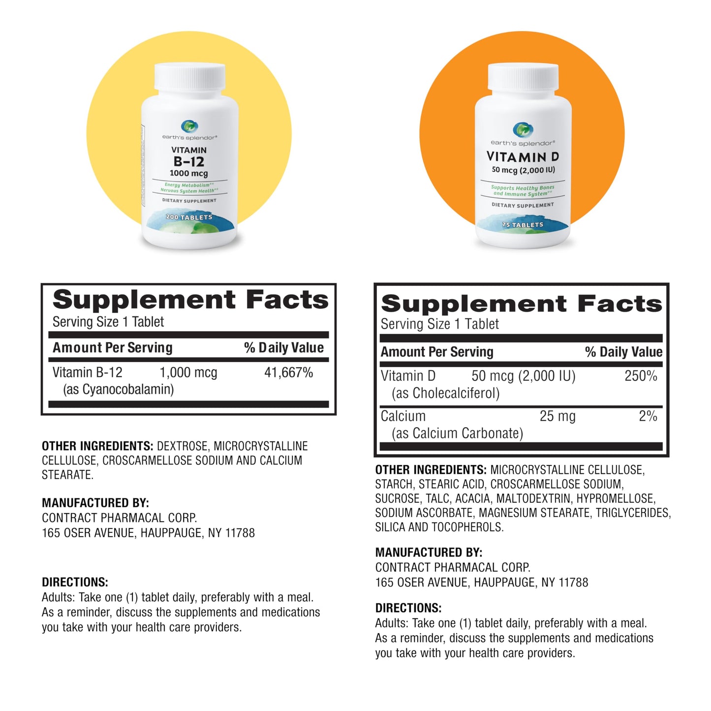 Tabletas Earth's Splendor vitaminas B12 para energía
