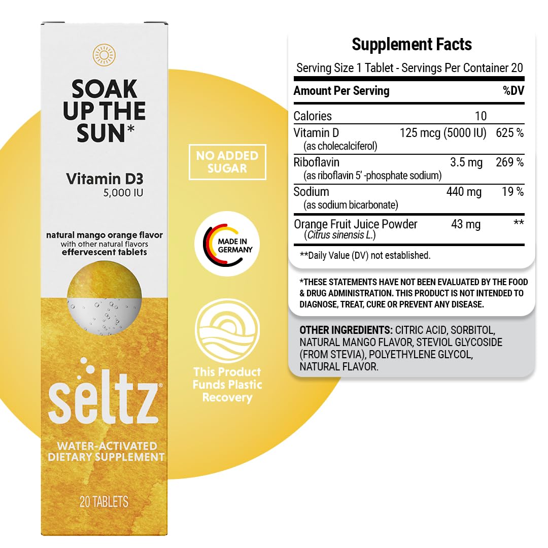 Tabletas efervescentes para sabor a mango y naranja Seltz