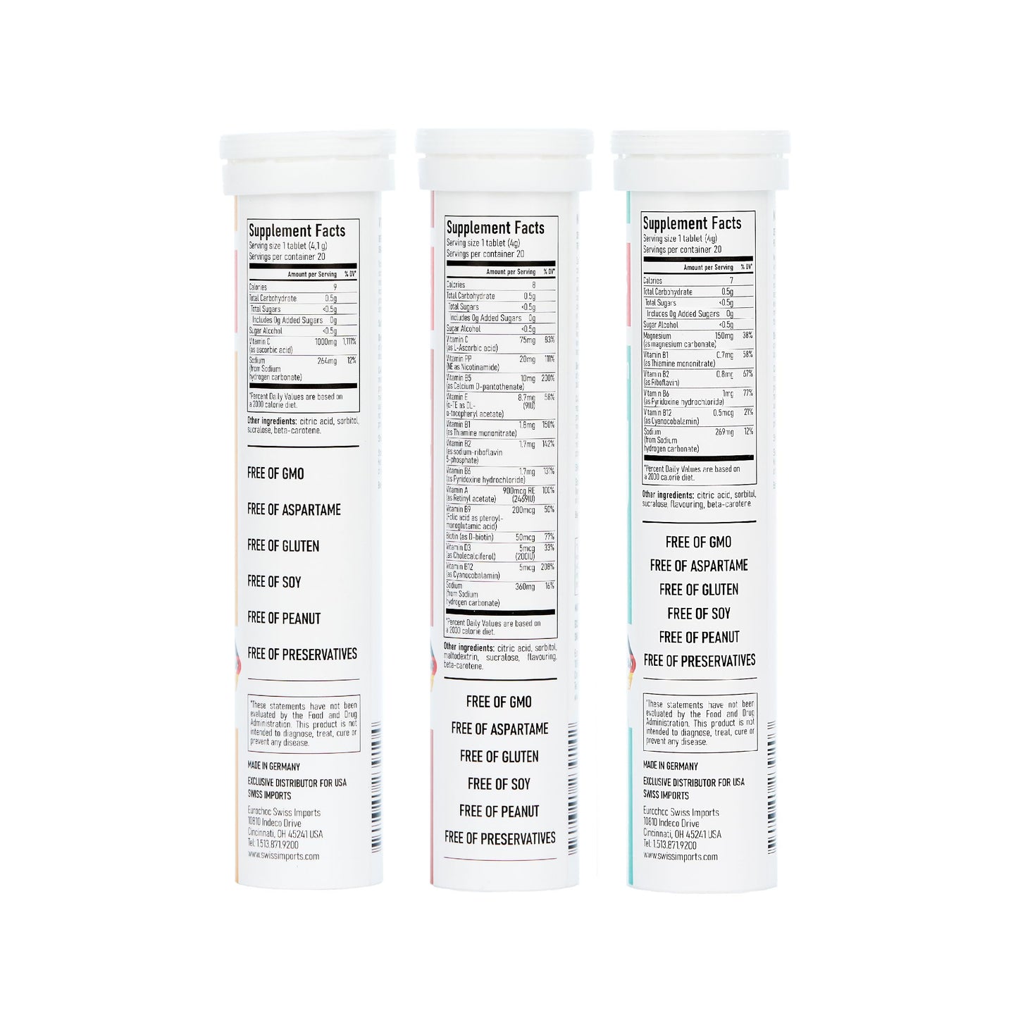 Tabletas efervescentes Swiss de 20 unidades.