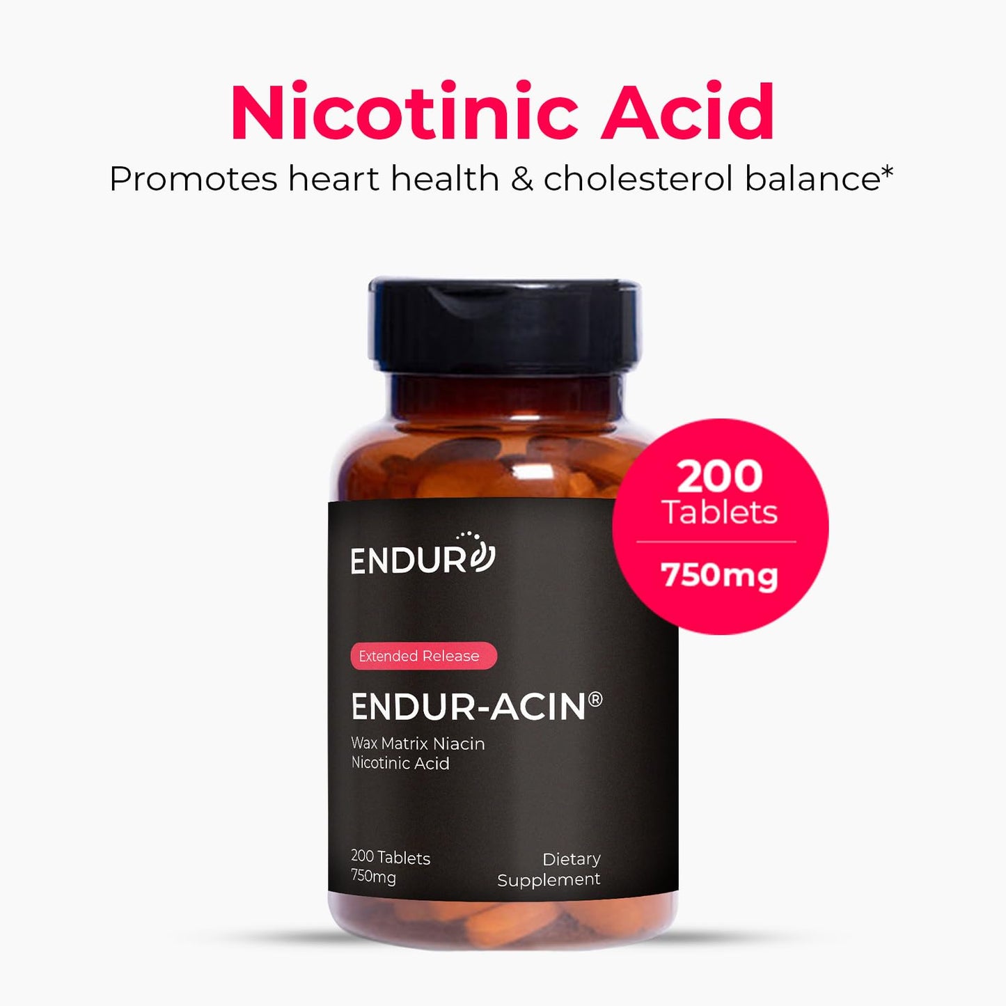 Tabletas EndurAcin niacina vitamina B3 750mg