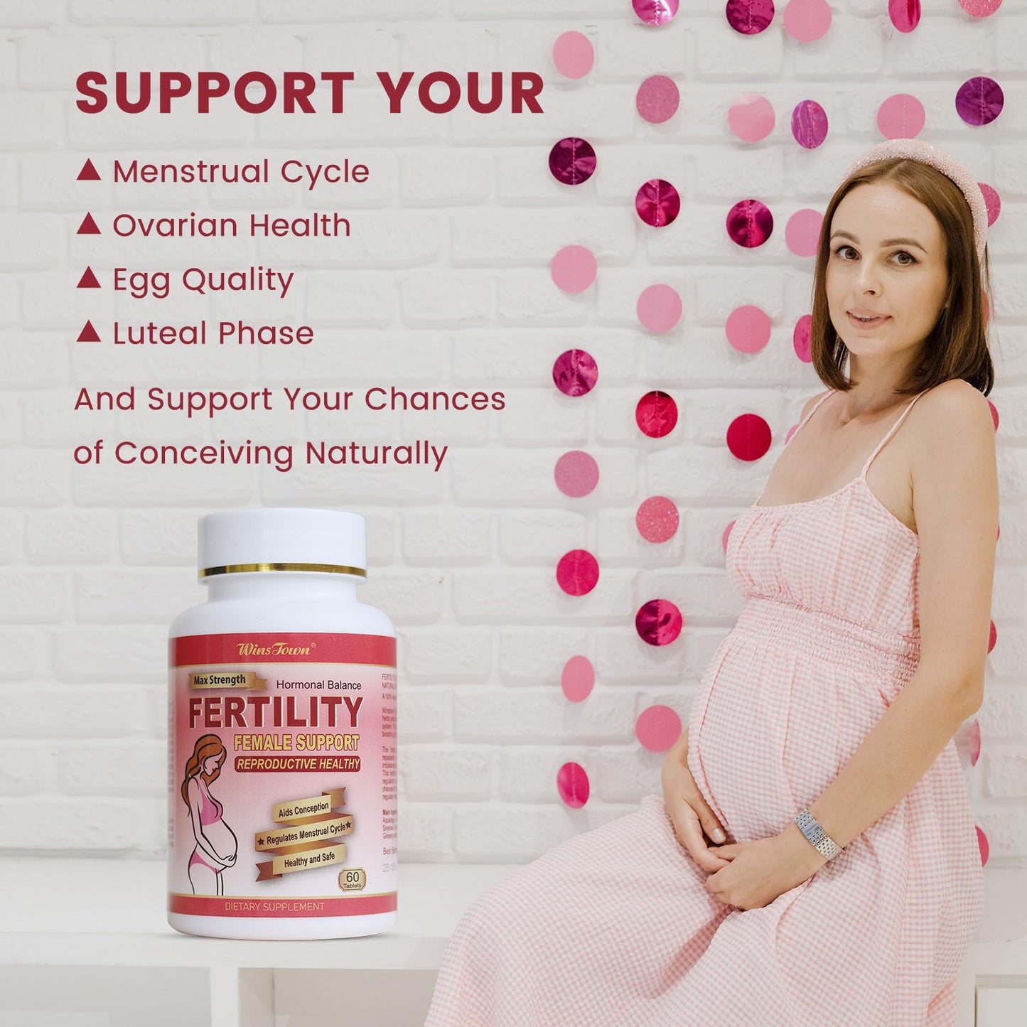 Tabletas para fertilidad Wins Town en mano