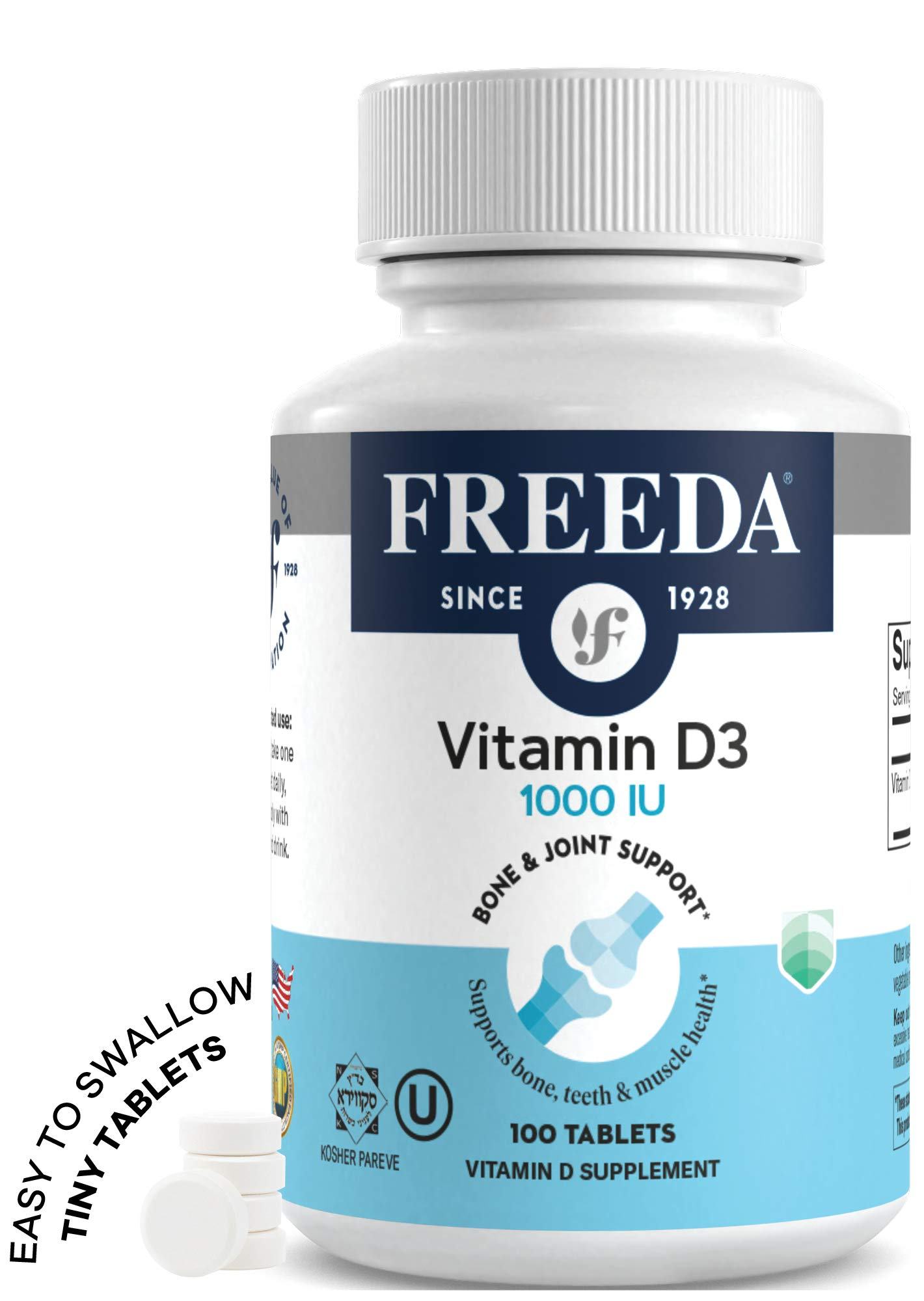 Tabletas Freeda vitamina d3 para soporte inmune y huesos