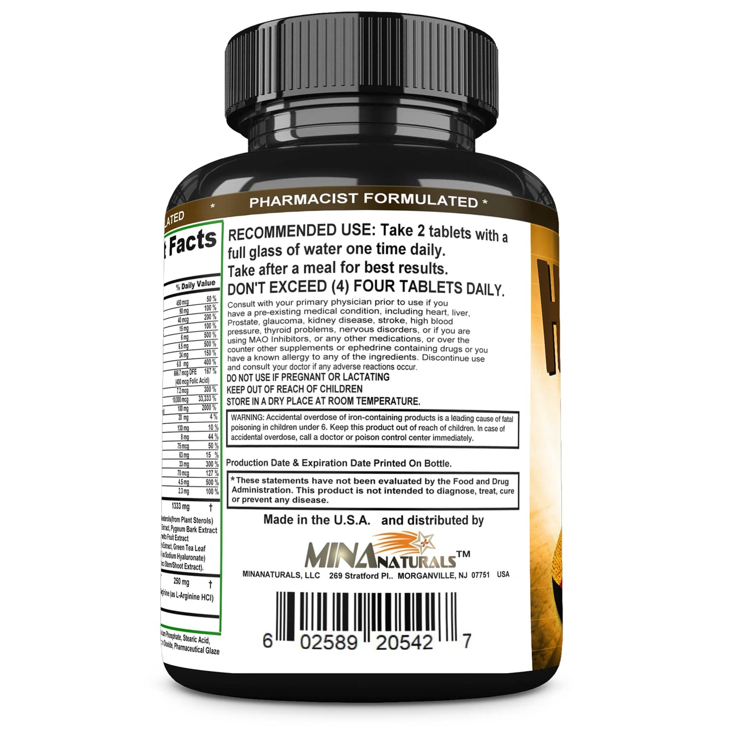 Tabletas Hairogain Minanaturals para crecimiento capilar