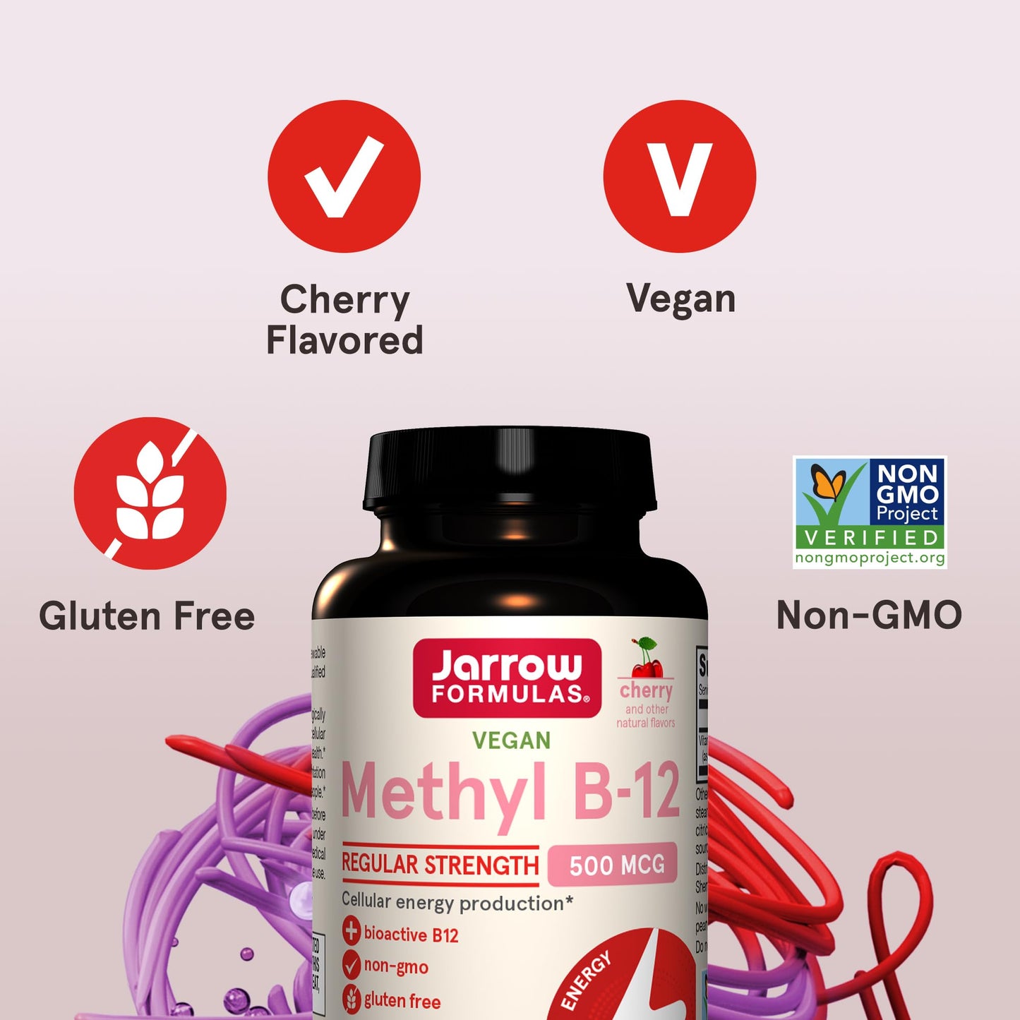 Tabletas Jarrow Formulas Metil B12 500mcg veganas sin gluten paquete 12
