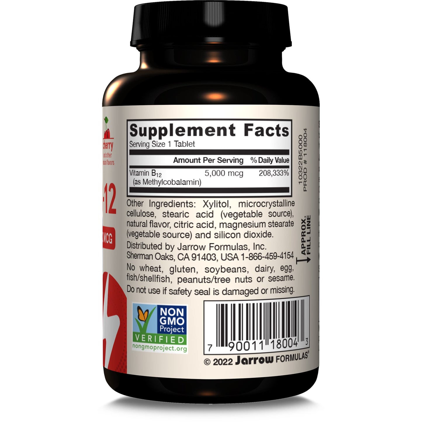 Tabletas Jarrow Formulas Metil B-12 sabor cereza para veganos