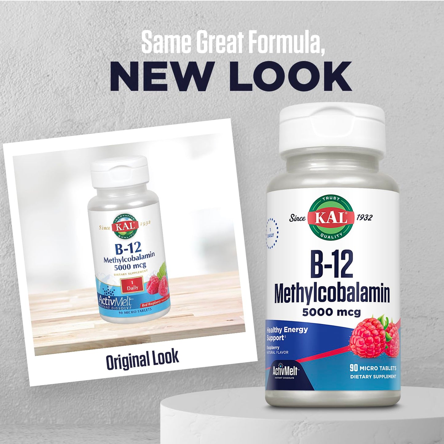 Tabletas KAL ActivMelts vitamina B12 sabor frambuesa