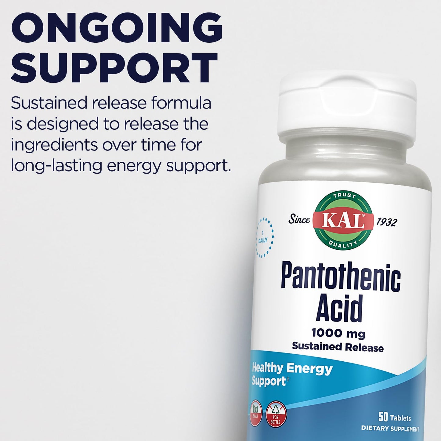 Tabletas KAL vitamina B5 acid Pantothenic 1000mg