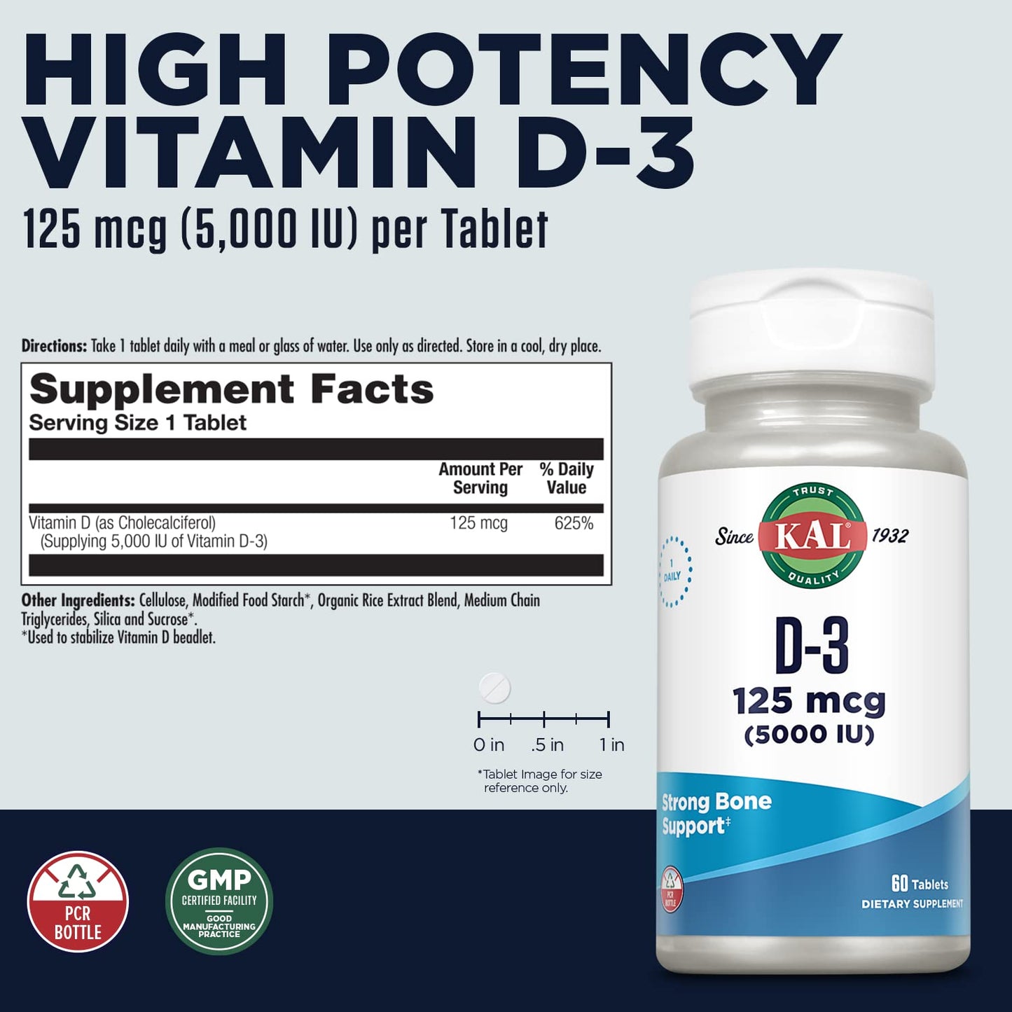 Tabletas KAL vitamina d3 efecto rápida desintegración