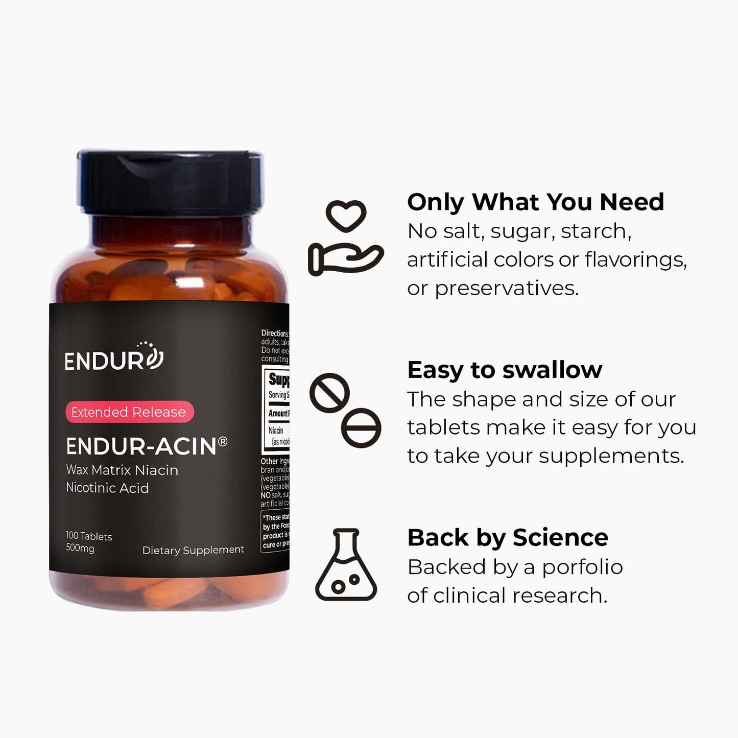 Tabletas liberación gradual niacina 500 mg Endurance Products