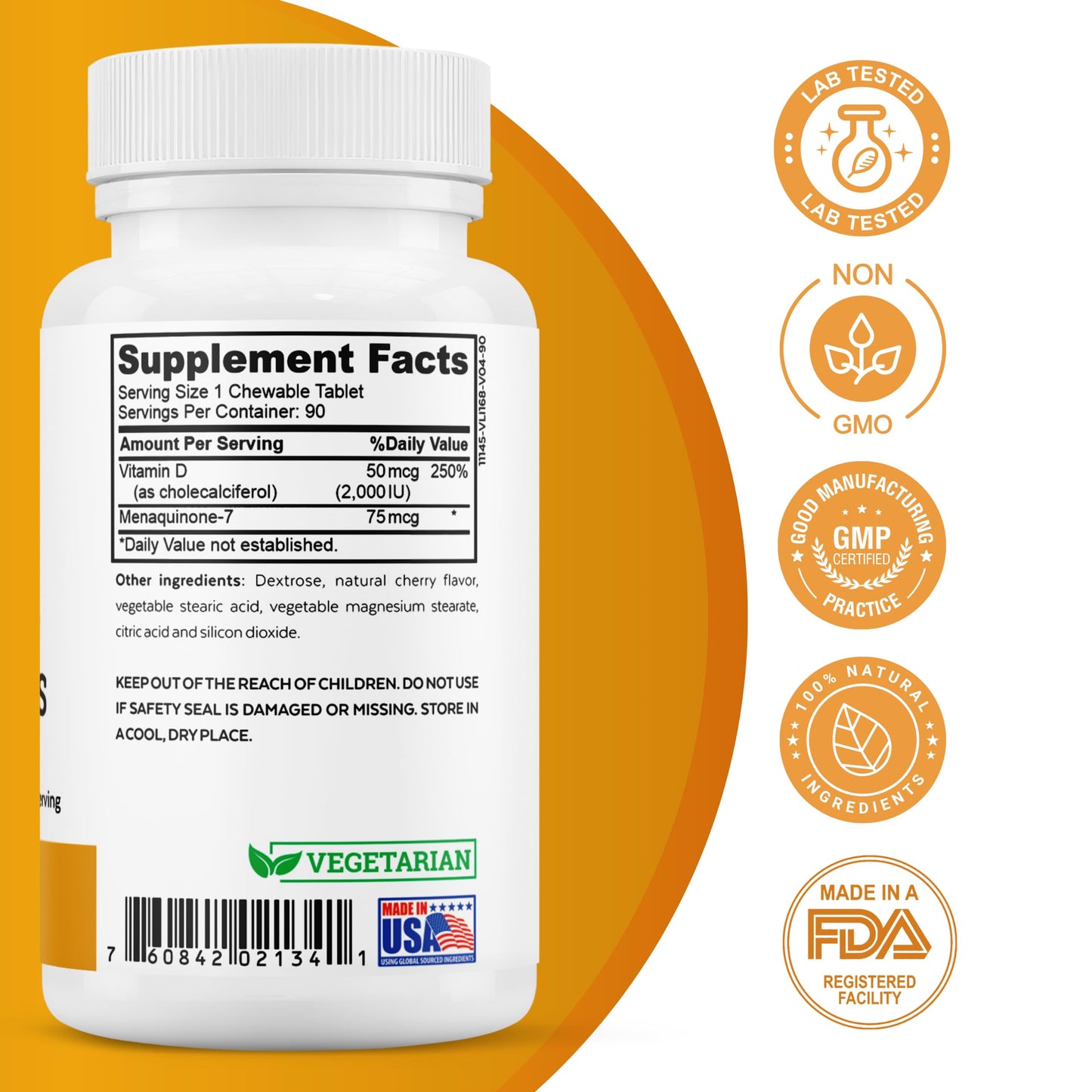 Tabletas masticables 2nd Springs vitamina D3 K2