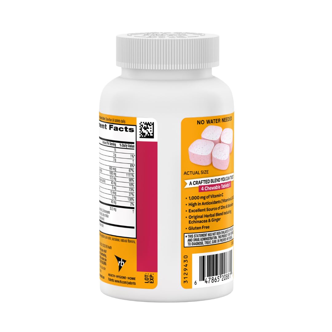 Tabletas masticables Airborne Vitamina C y Zinc para sistema inmune