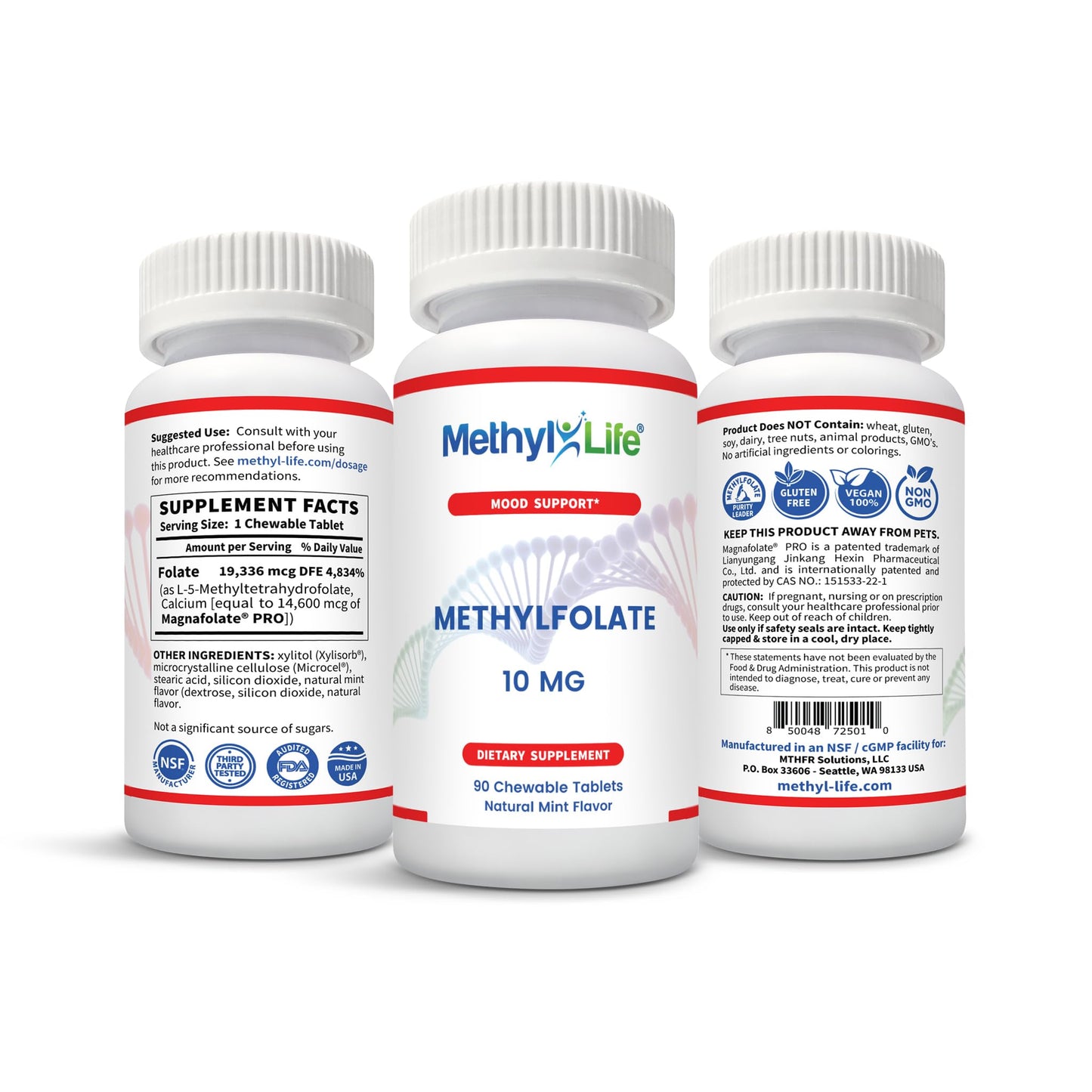 Tabletas masticables Methyl-Life L-Metilfolato potente