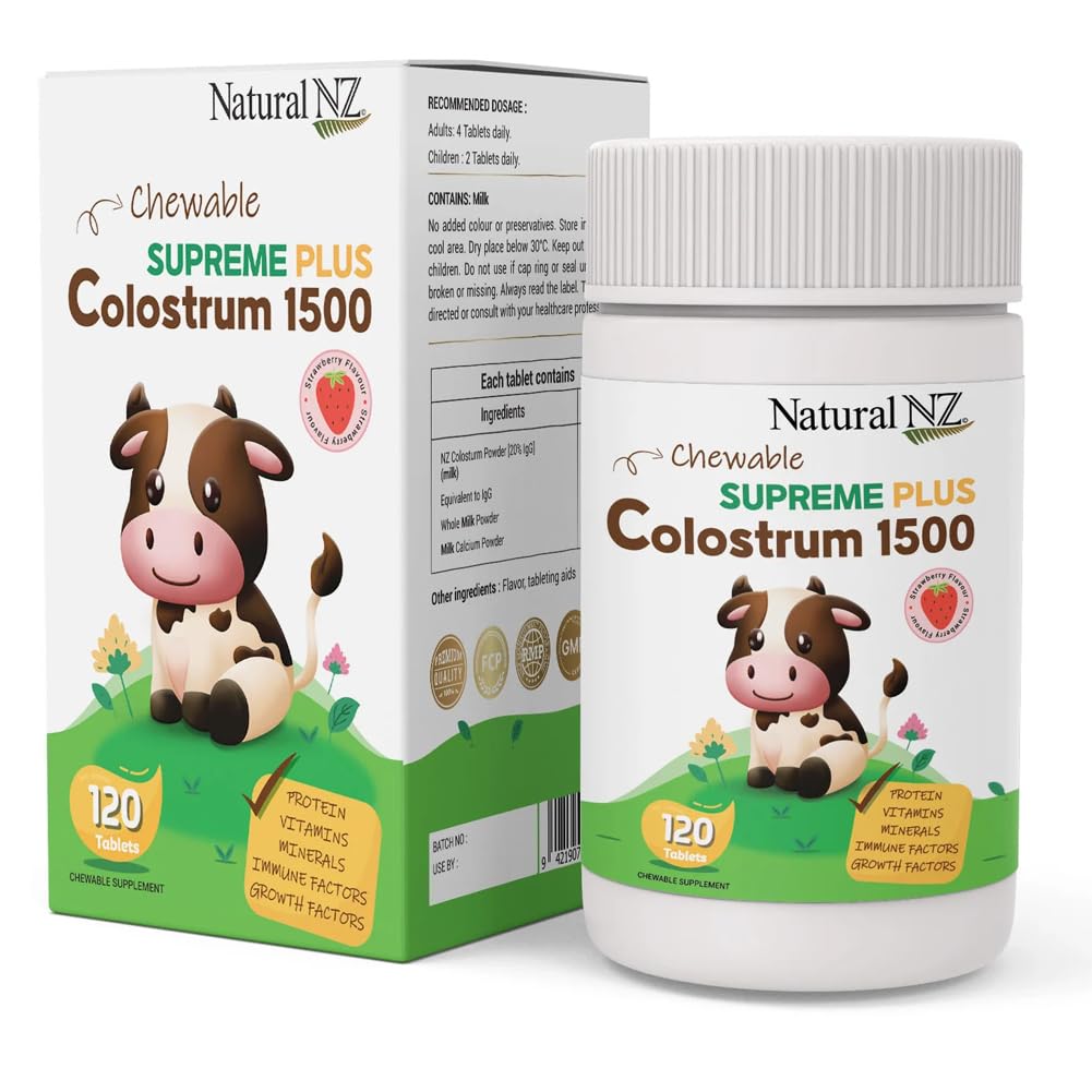 Tabletas masticables Natural NZ Colostrum con calcio y nutrientes