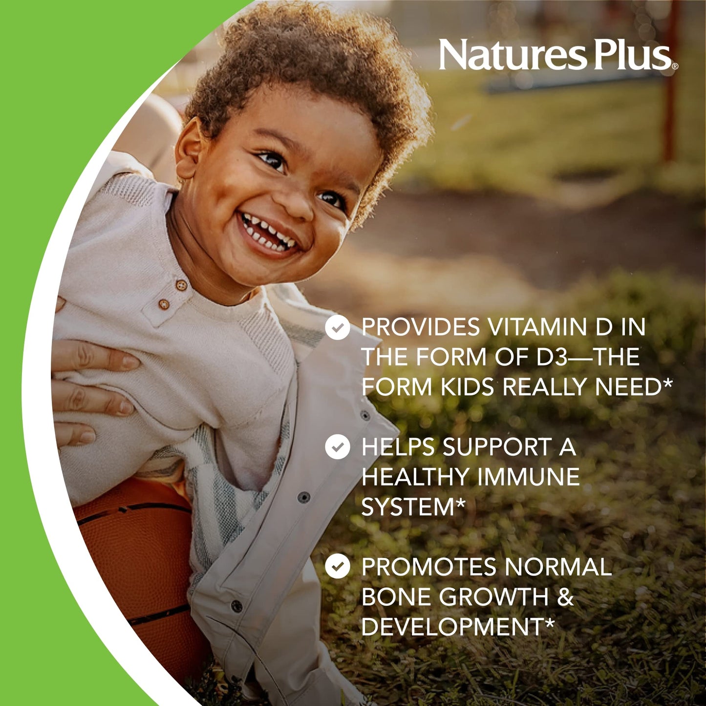 Tabletas masticables Natures Plus Animal Parade vitamina D3 sabor cereza negra