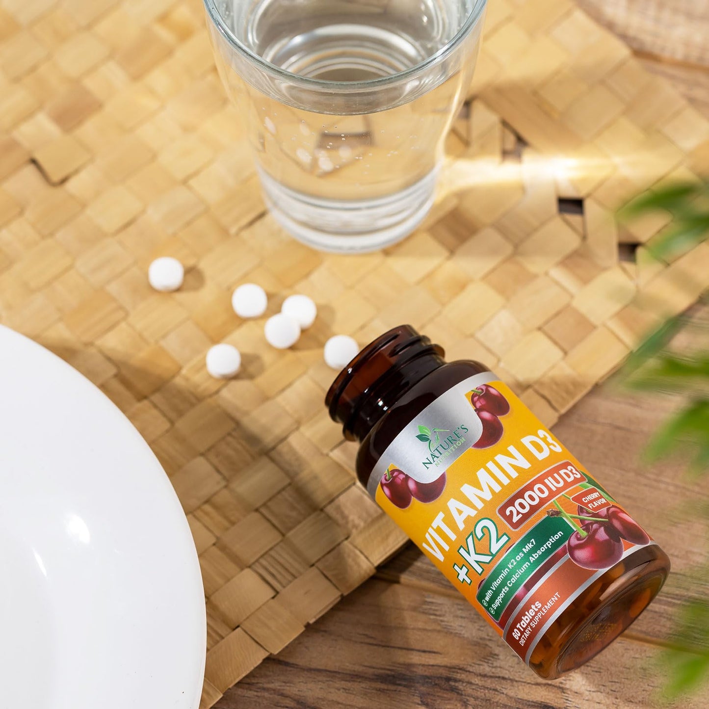 Tabletas masticables vitamina D3 K2 para fortalecer huesos y corazón