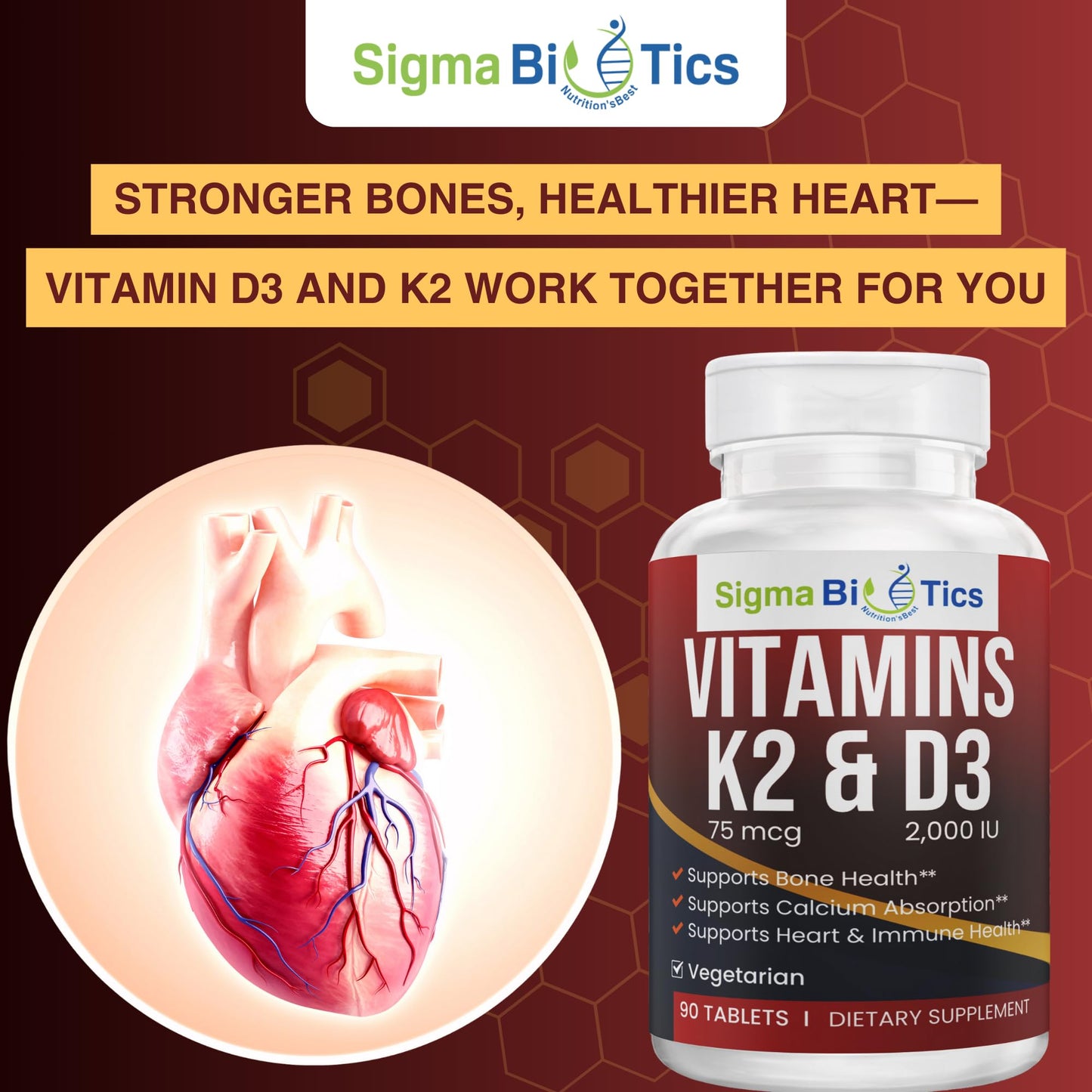 Tabletas masticables vitamina D3 K2 SigmaBiotics 90 piezas