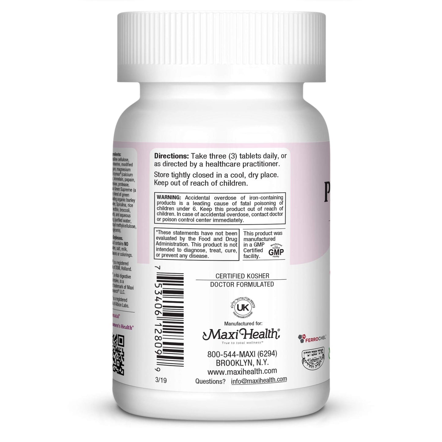Tabletas Maxi Health Maxi Prenatal 90 unidades