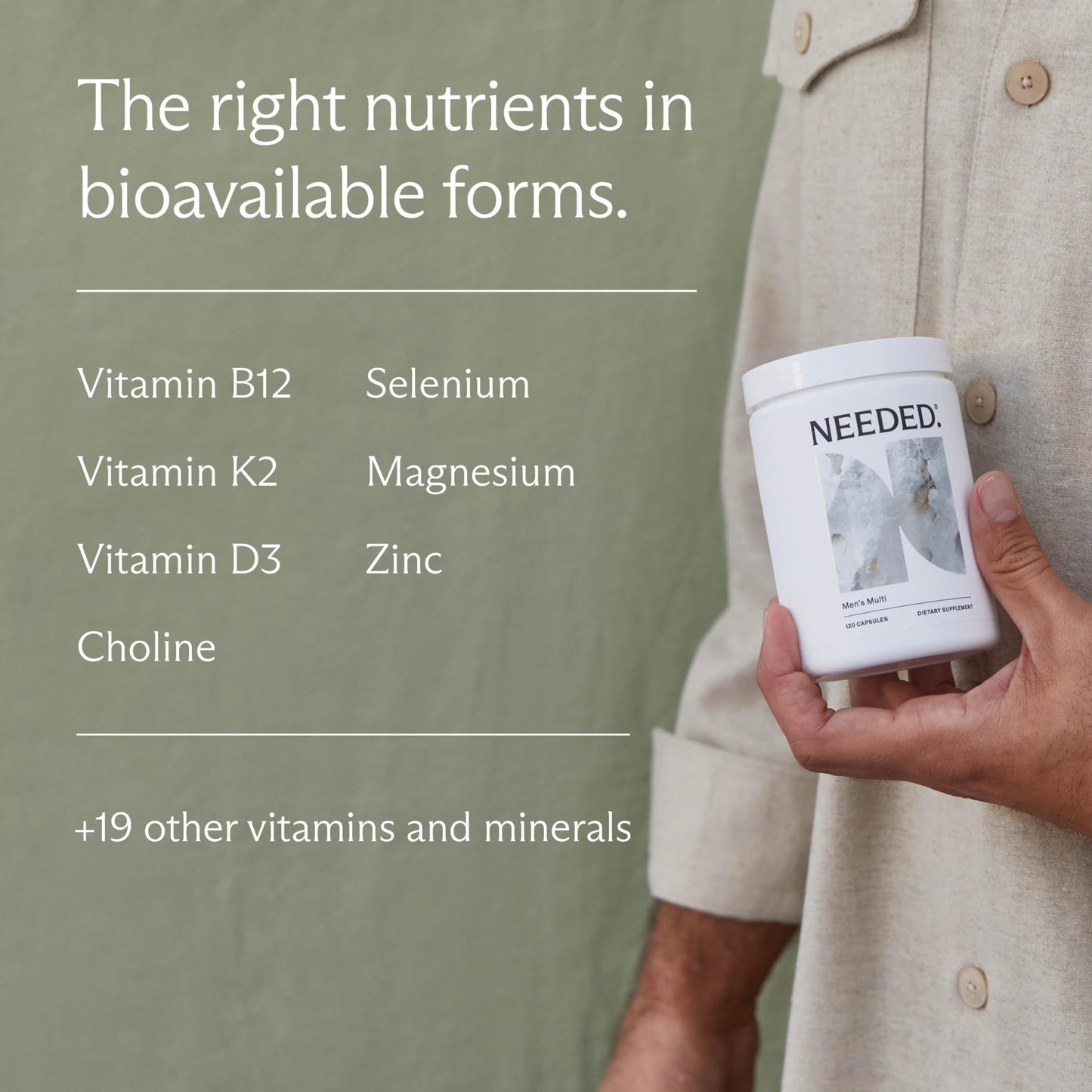 Tabletas multivitamínicas para hombres con nutrientes clave
