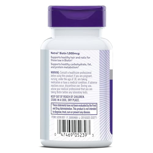 Tabletas Natrol Beauty Biotina 1000mcg 100 unidades