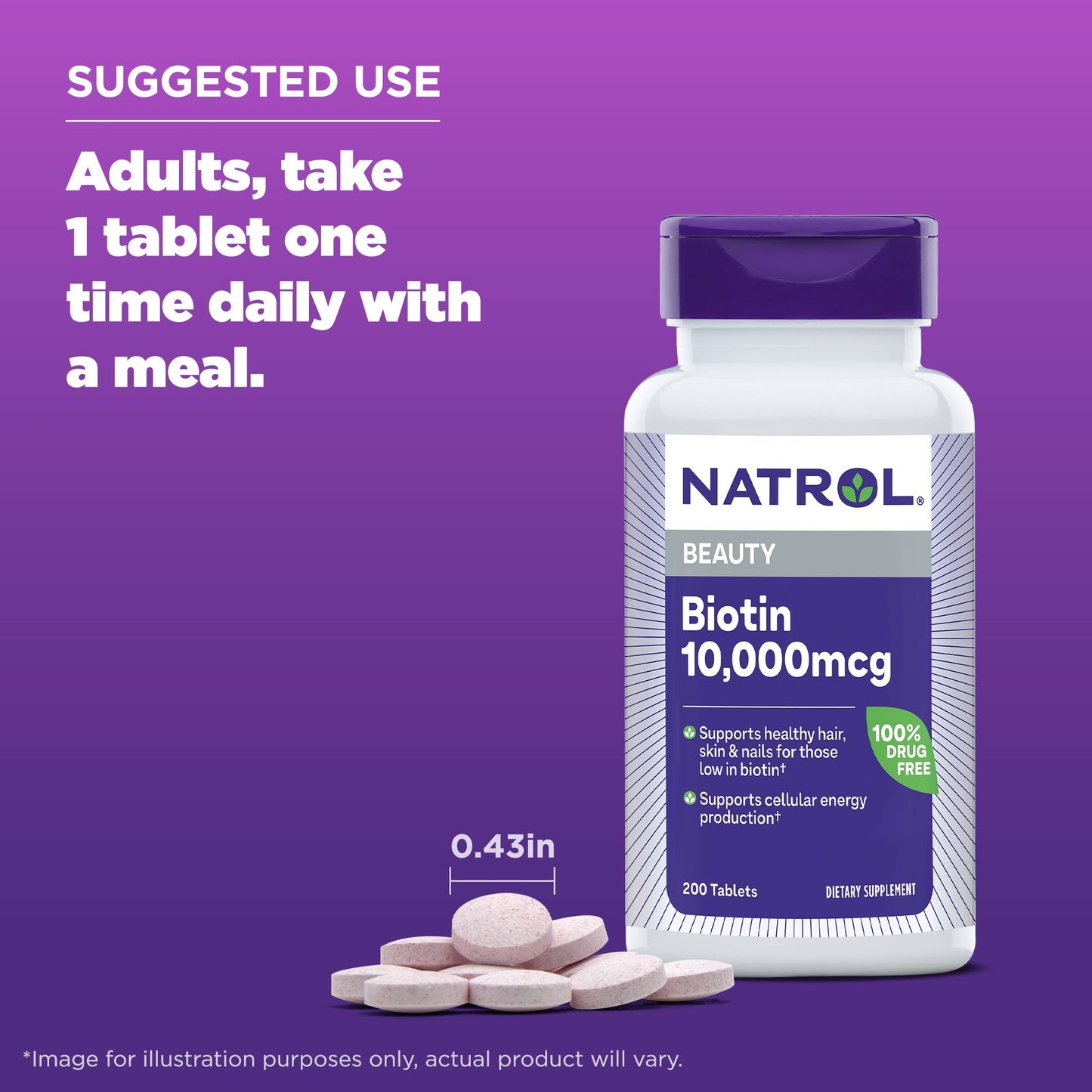 Tabletas Natrol Biotina detalle textura
