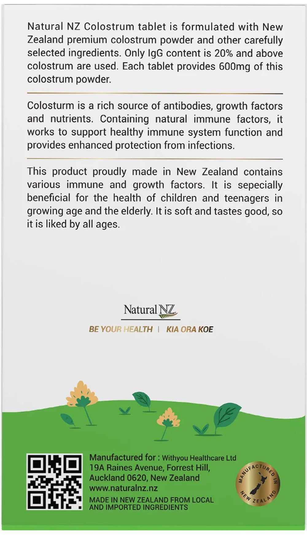 Tabletas Natural NZ Supreme Plus Colostrum para soporte inmunológico